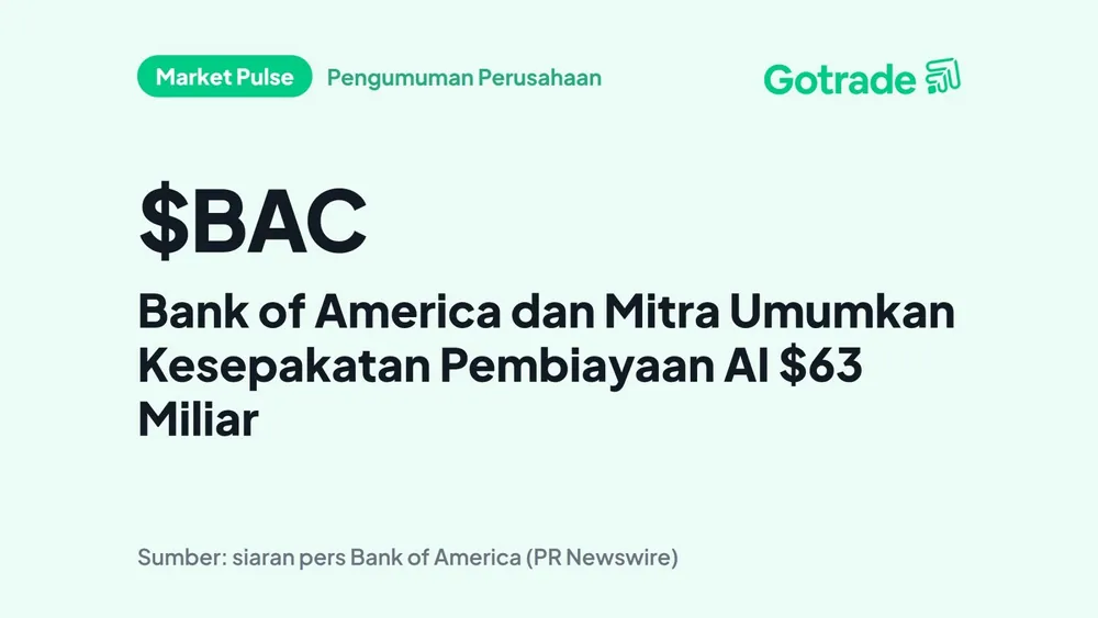Bank of America dan Mitra Umumkan Kesepakatan Pembiayaan AI $63 Miliar