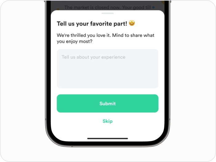 💬 Interactive deposit and trade feedback system