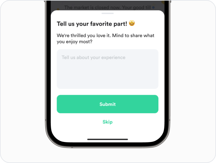 💬 Interactive deposit and trade feedback system